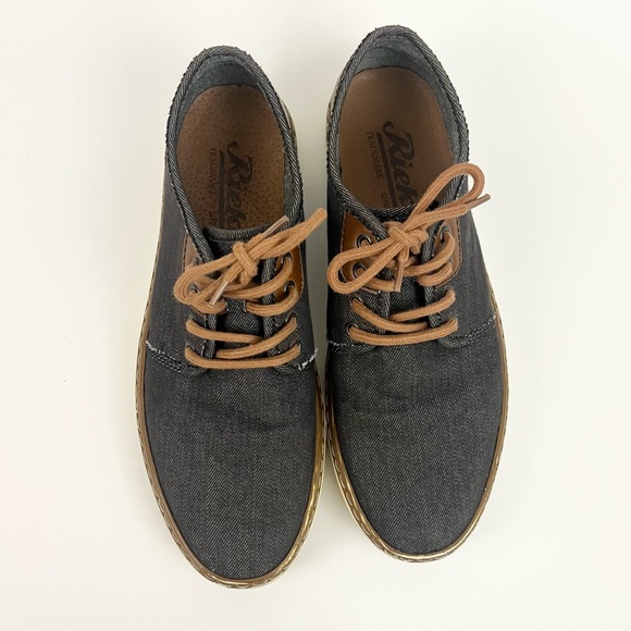 Rieker Casual Dress Denim Lace Up Oxfords Mens Size 10 - Picture 1 of 16